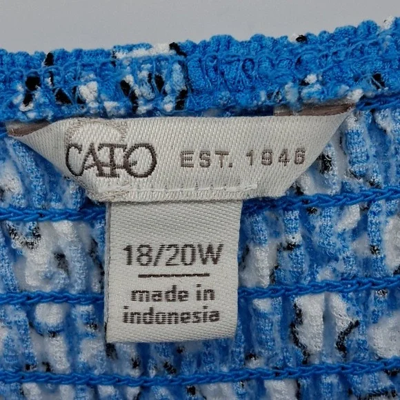 Cato Women's‎ Blue Floral Midi Dress 3/4 Sleeve Square Neck Smocked Size 18/20W - Picture 6 of 11